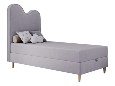 Łóżko młodzieżowe FLOW 90x180 - H3 - fioletowy, welwet - topper T25