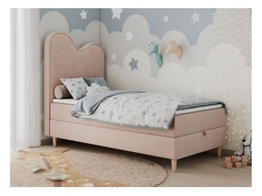 Łóżko młodzieżowe FLOW 90x180 - H3 - różowy, welwet - topper T25