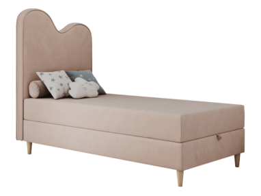 Łóżko młodzieżowe FLOW 90x180 - H3 - różowy, welwet - topper T25