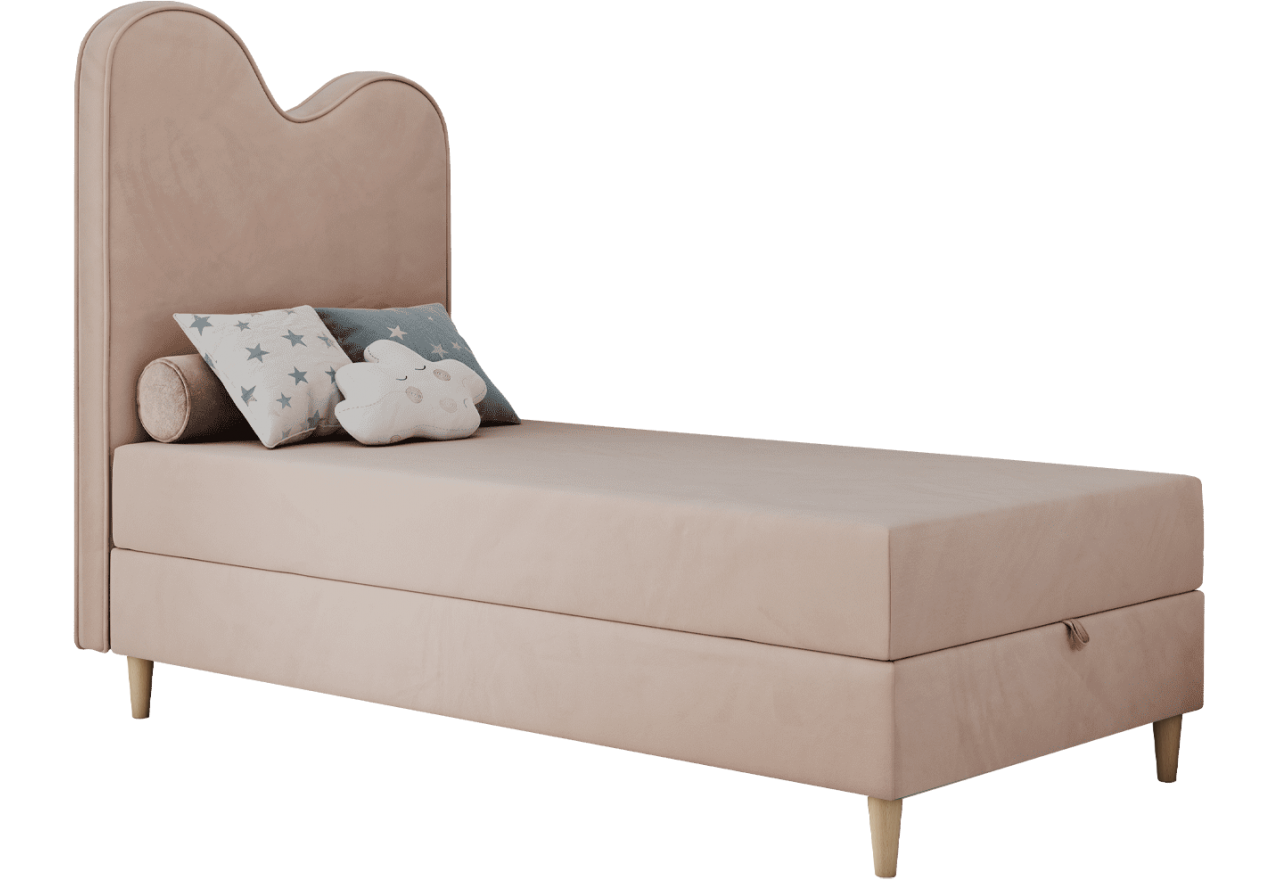 Łóżko młodzieżowe FLOW 90x180 - H3 - różowy, welwet - topper T25