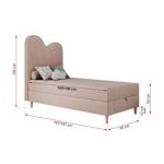 Łóżko młodzieżowe FLOW 90x180 - H3 - różowy, welwet - topper T25