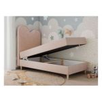 Łóżko młodzieżowe FLOW 90x180 - H3 - różowy, welwet - topper T25