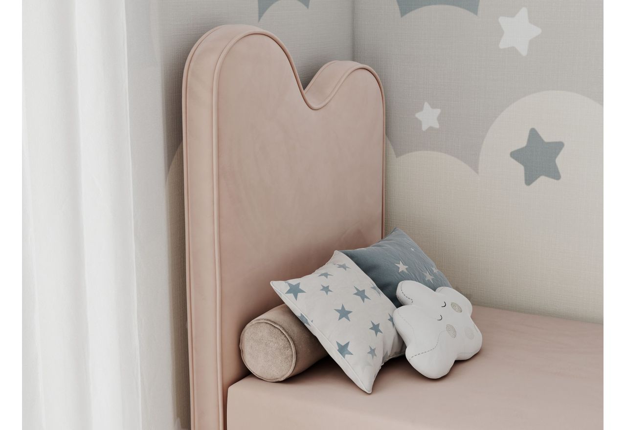 Łóżko młodzieżowe FLOW 90x180 - H3 - różowy, welwet - topper T25