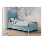 Łóżko młodzieżowe FLOW 90x180 - H3 - niebieski, welwet - topper T25