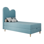 Łóżko młodzieżowe FLOW 90x180 - H3 - niebieski, welwet - topper T25