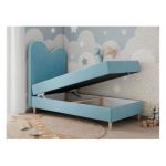 Łóżko młodzieżowe FLOW 90x180 - H3 - niebieski, welwet - topper T25