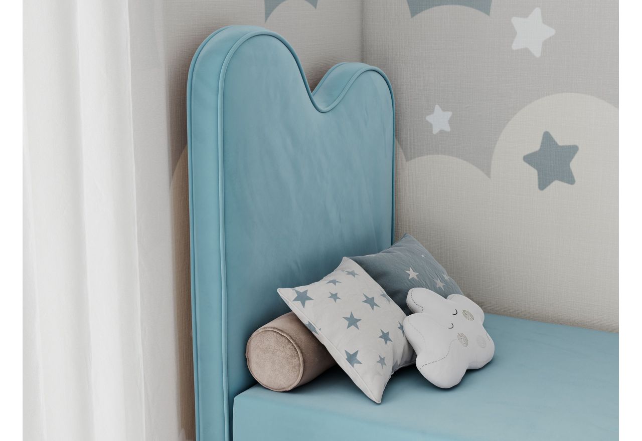 Łóżko młodzieżowe FLOW 90x180 - H3 - niebieski, welwet - topper T25