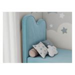 Łóżko młodzieżowe FLOW 90x180 - H3 - niebieski, welwet - topper T25