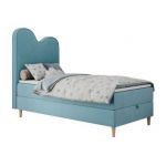 Łóżko młodzieżowe FLOW 90x180 - H3 - niebieski, welwet - topper T25