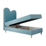 Łóżko młodzieżowe FLOW 90x180 - H3 - niebieski, welwet - topper T25