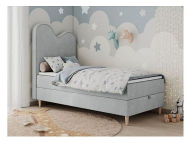 Łóżko młodzieżowe FLOW 90x180 - H3 - jasnoszary, struktura - topper T25