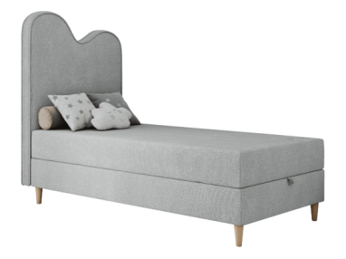 Łóżko młodzieżowe FLOW 90x180 - H3 - jasnoszary, struktura - topper T25