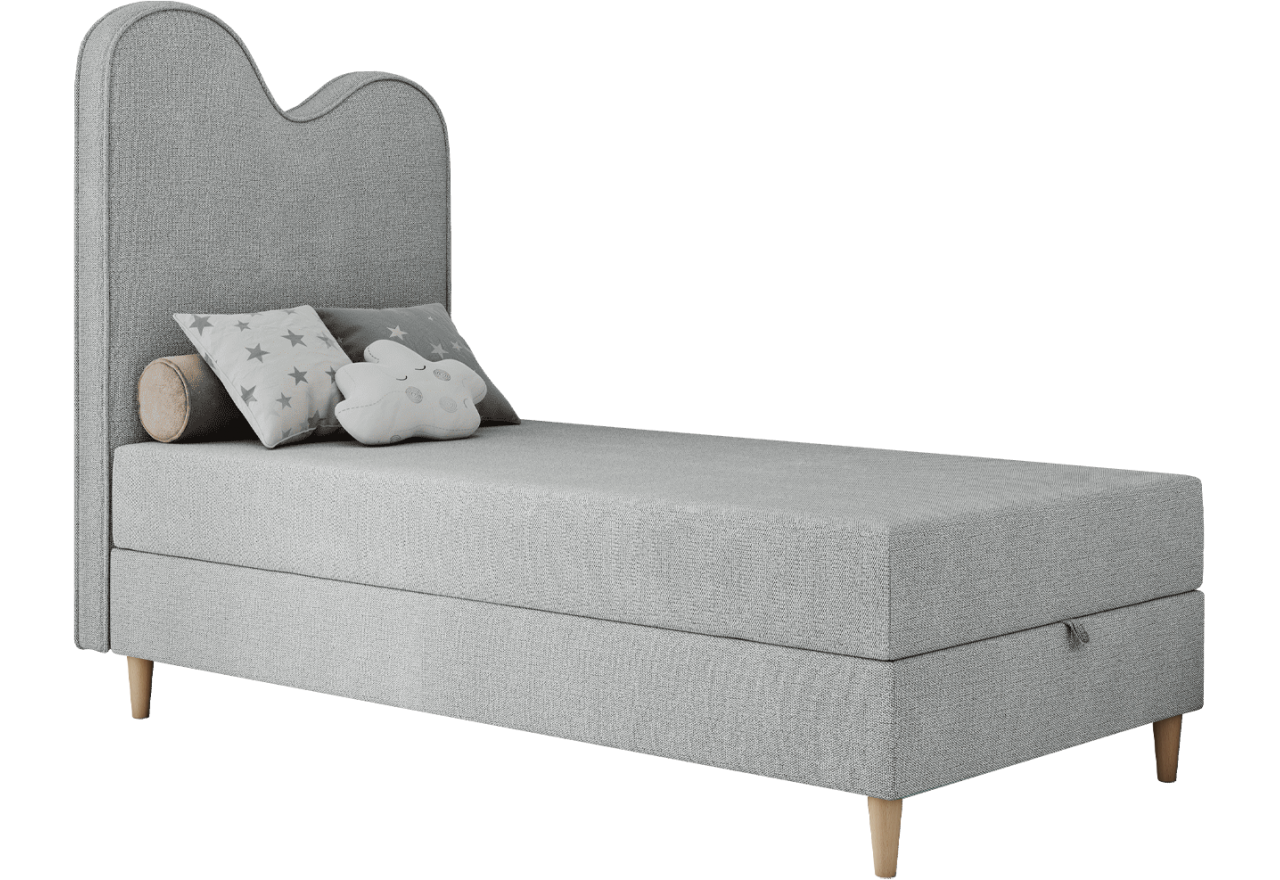 Łóżko młodzieżowe FLOW 90x180 - H3 - jasnoszary, struktura - topper T25