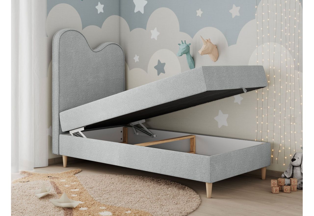 Łóżko młodzieżowe FLOW 90x180 - H3 - jasnoszary, struktura - topper T25