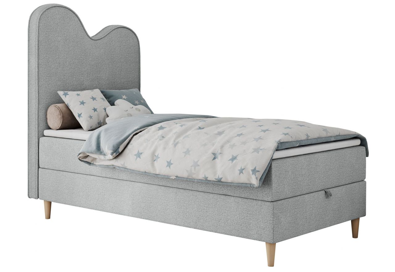 Łóżko młodzieżowe FLOW 90x180 - H3 - jasnoszary, struktura - topper T25