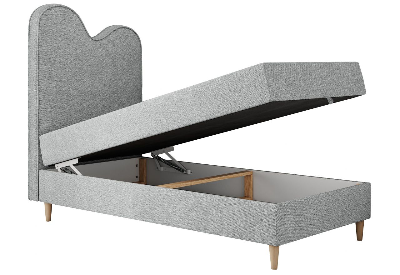 Łóżko młodzieżowe FLOW 90x180 - H3 - jasnoszary, struktura - topper T25