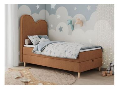 Łóżko młodzieżowe FLOW 90x180 - H3 - pomarańczowy, struktura - topper T25