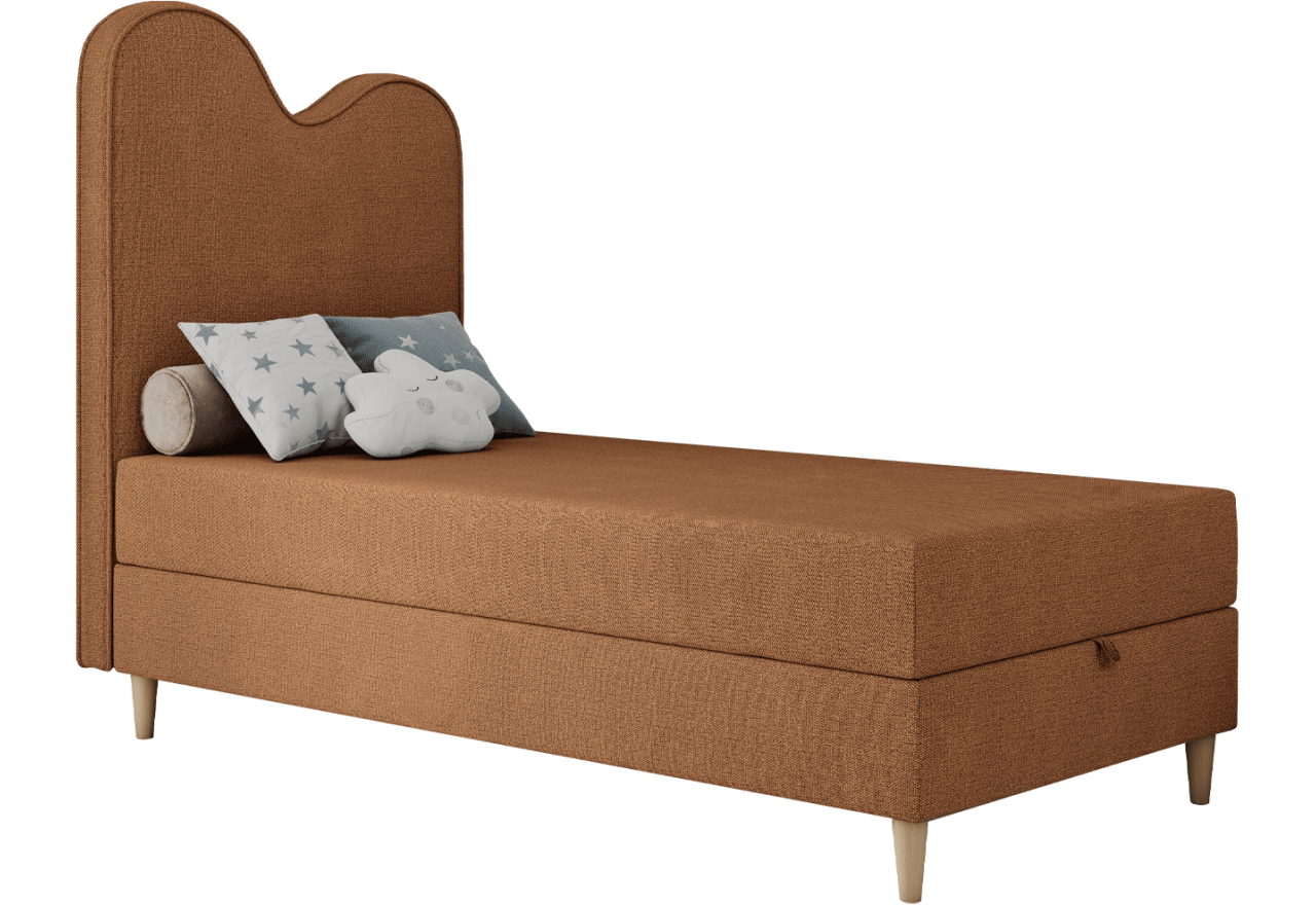 Łóżko młodzieżowe FLOW 90x180 - H3 - pomarańczowy, struktura - topper T25