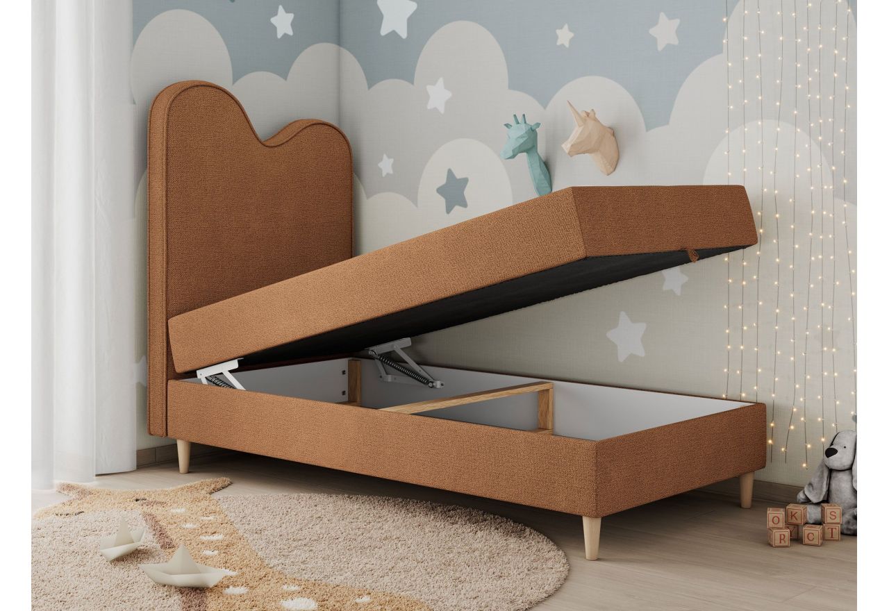 Łóżko młodzieżowe FLOW 90x180 - H3 - pomarańczowy, struktura - topper T25