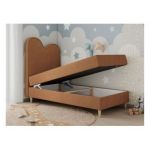 Łóżko młodzieżowe FLOW 90x180 - H3 - pomarańczowy, struktura - topper T25