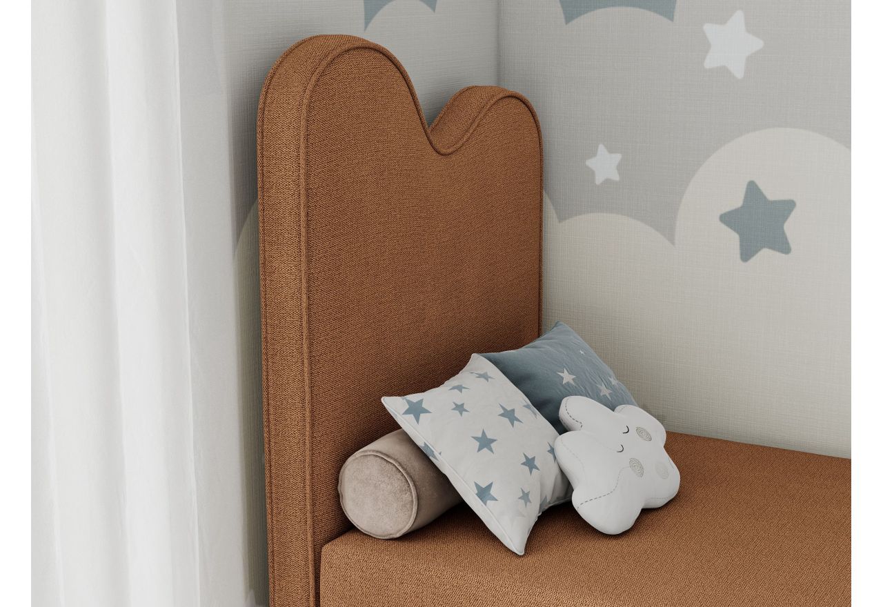 Łóżko młodzieżowe FLOW 90x180 - H3 - pomarańczowy, struktura - topper T25