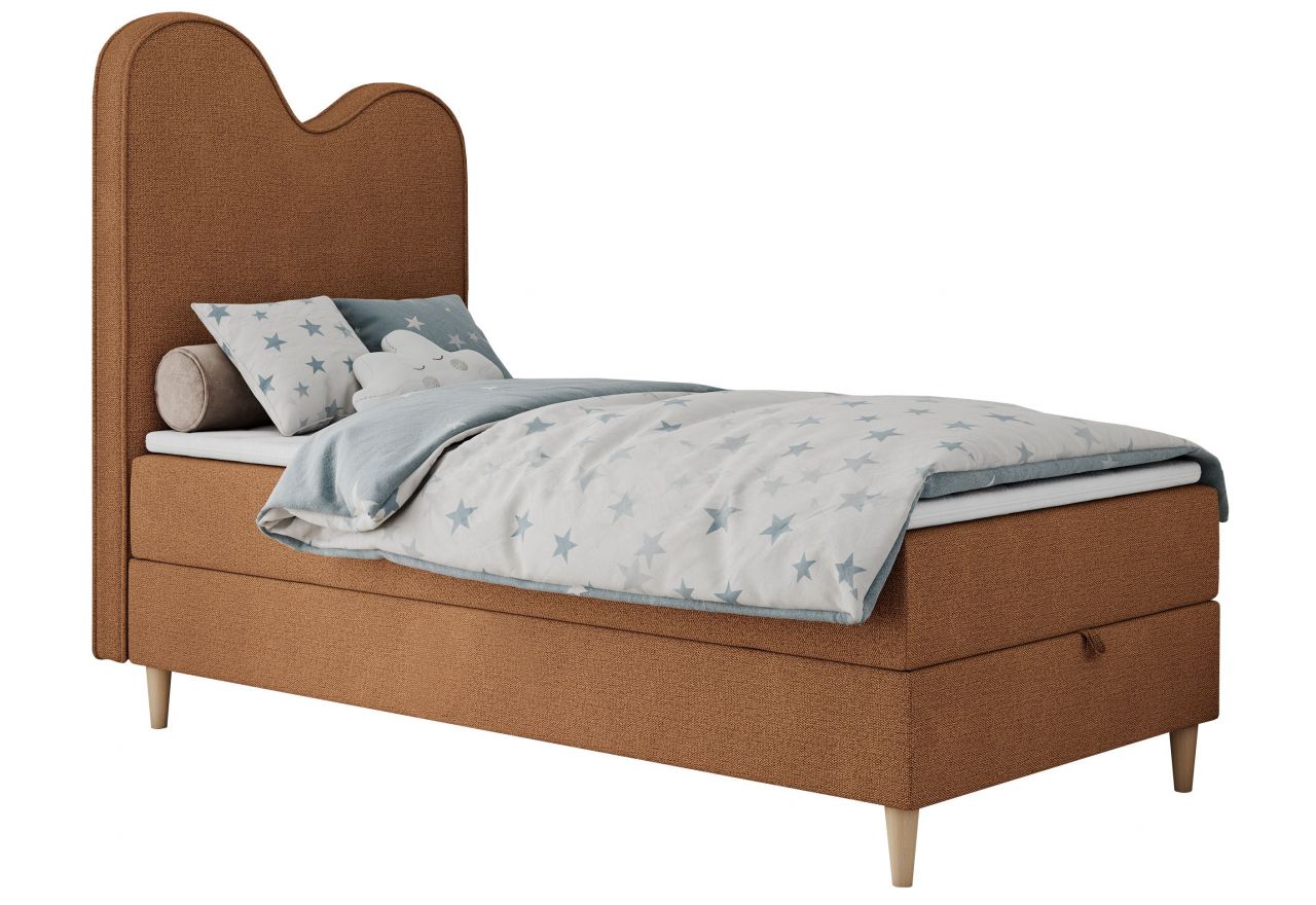 Łóżko młodzieżowe FLOW 90x180 - H3 - pomarańczowy, struktura - topper T25