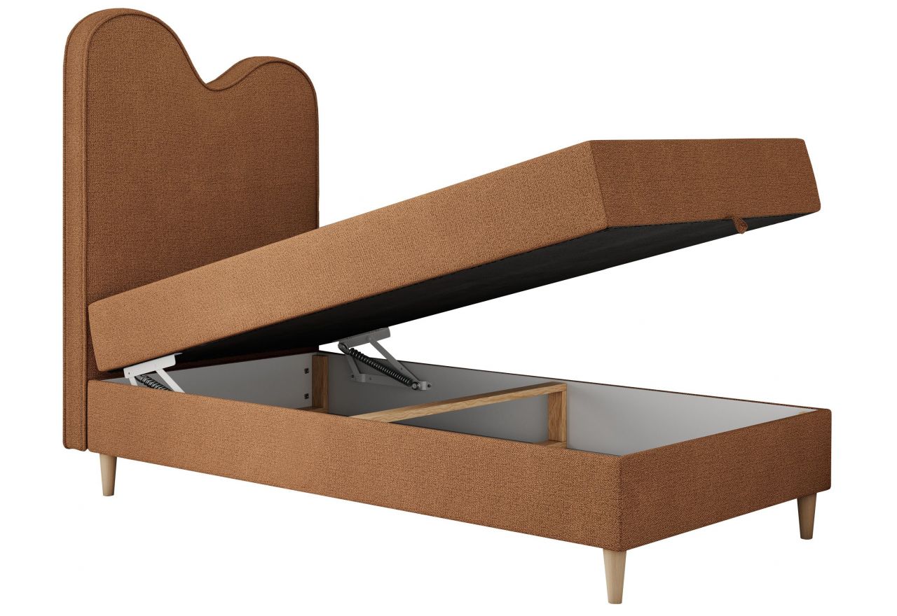 Łóżko młodzieżowe FLOW 90x180 - H3 - pomarańczowy, struktura - topper T25