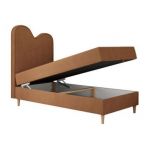 Łóżko młodzieżowe FLOW 90x180 - H3 - pomarańczowy, struktura - topper T25