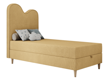 Łóżko młodzieżowe FLOW 90x180 - H3 - żółty, struktura - topper T25