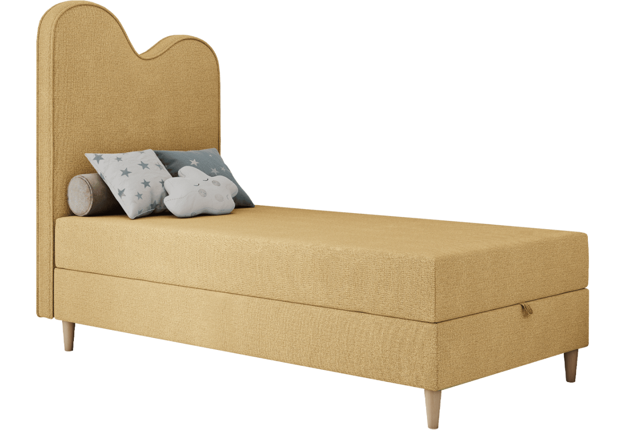 Łóżko młodzieżowe FLOW 90x180 - H3 - żółty, struktura - topper T25