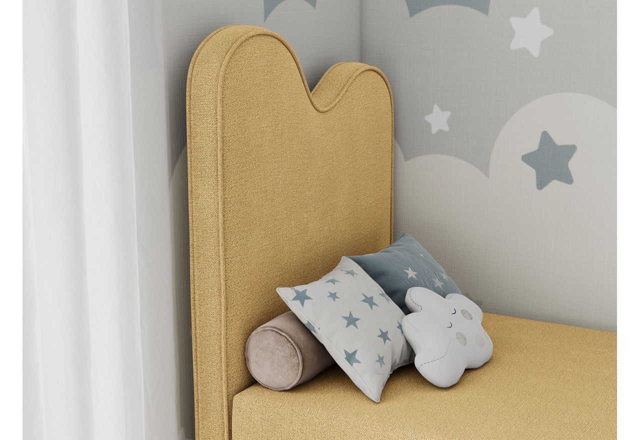 Łóżko młodzieżowe FLOW 90x180 - H3 - żółty, struktura - topper T25