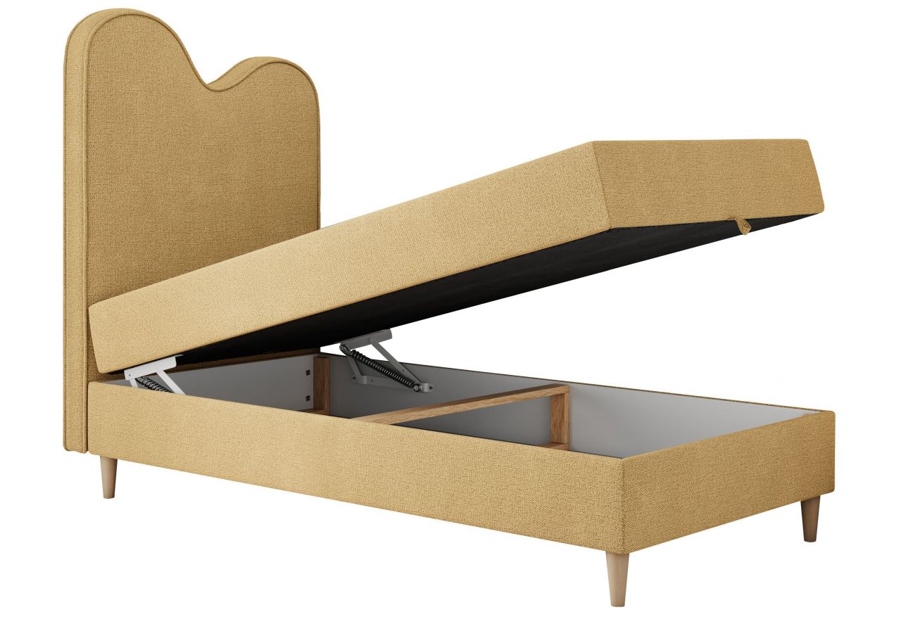 Łóżko młodzieżowe FLOW 90x180 - H3 - żółty, struktura - topper T25