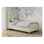 Łóżko młodzieżowe FLOW 90x180 - H3 - beżowy, welwet - topper T25