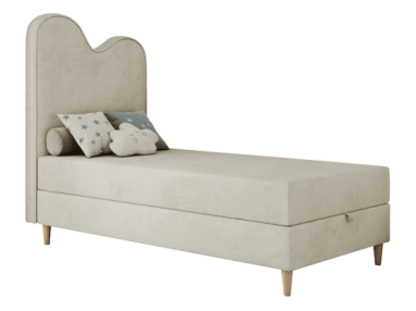 Łóżko młodzieżowe FLOW 90x180 - H3 - beżowy, welwet - topper T25