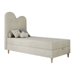 Łóżko młodzieżowe FLOW 90x180 - H3 - beżowy, welwet - topper T25