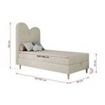 Łóżko młodzieżowe FLOW 90x180 - H3 - beżowy, welwet - topper T25