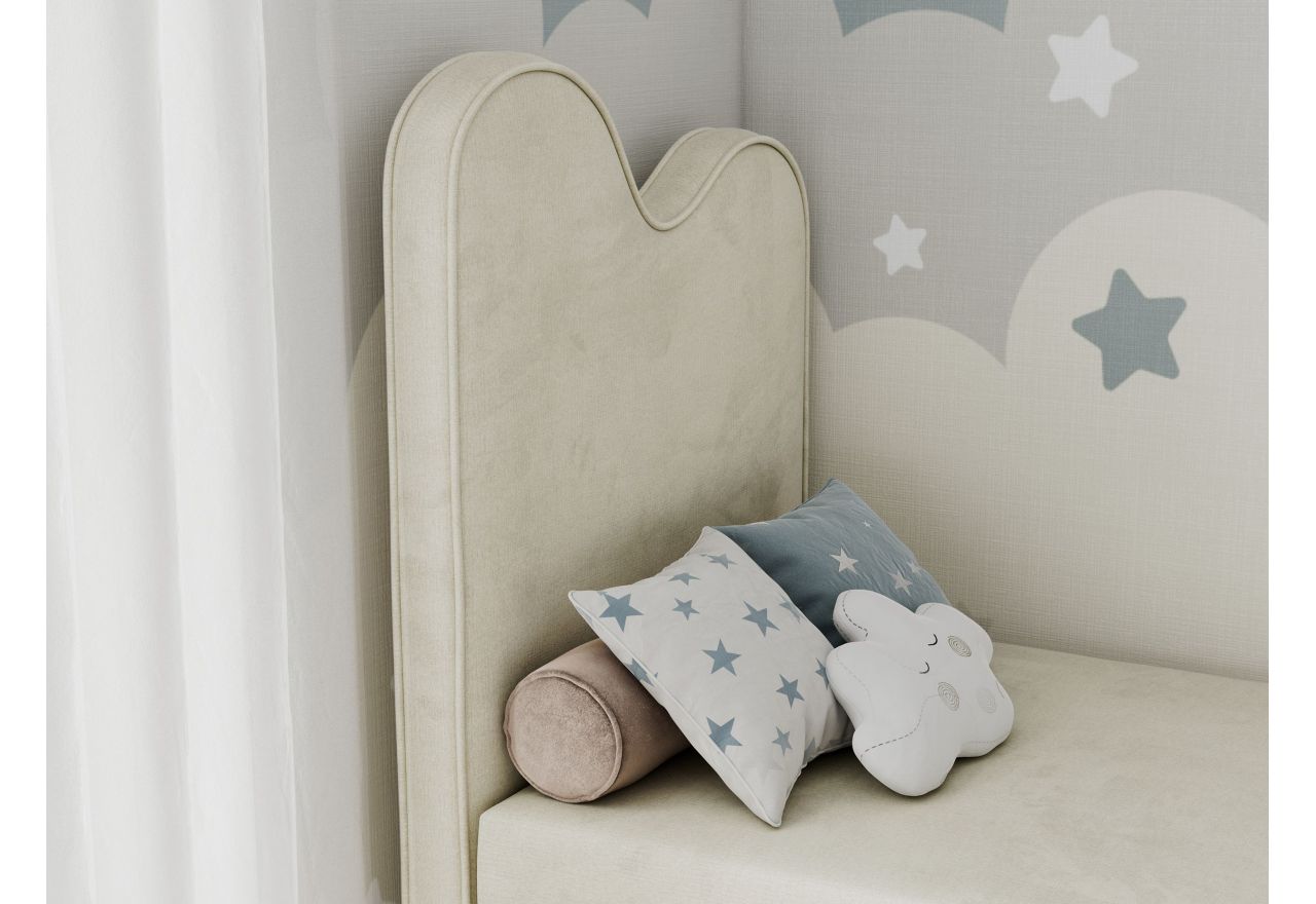 Łóżko młodzieżowe FLOW 90x180 - H3 - beżowy, welwet - topper T25