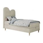 Łóżko młodzieżowe FLOW 90x180 - H3 - beżowy, welwet - topper T25