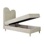 Łóżko młodzieżowe FLOW 90x180 - H3 - beżowy, welwet - topper T25