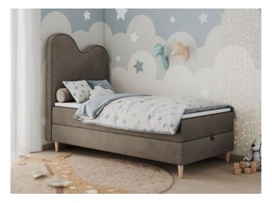 Łóżko młodzieżowe FLOW 90x180 - H3 - brązowy, welwet - topper T25