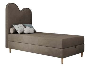 Łóżko młodzieżowe FLOW 90x180 - H3 - brązowy, welwet - topper T25