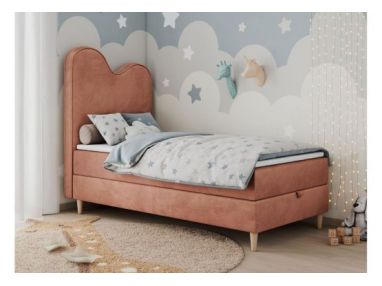 Łóżko młodzieżowe FLOW 90x180 - H3 - różowy, welwet - topper T25