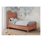 Łóżko młodzieżowe FLOW 90x180 - H3 - różowy, welwet - topper T25