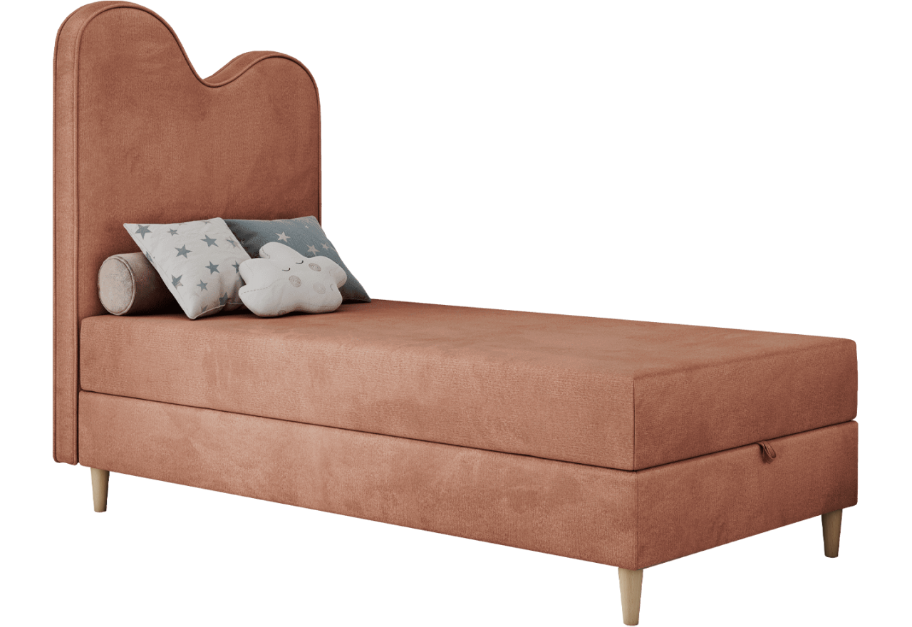 Łóżko młodzieżowe FLOW 90x180 - H3 - różowy, welwet - topper T25