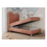 Łóżko młodzieżowe FLOW 90x180 - H3 - różowy, welwet - topper T25