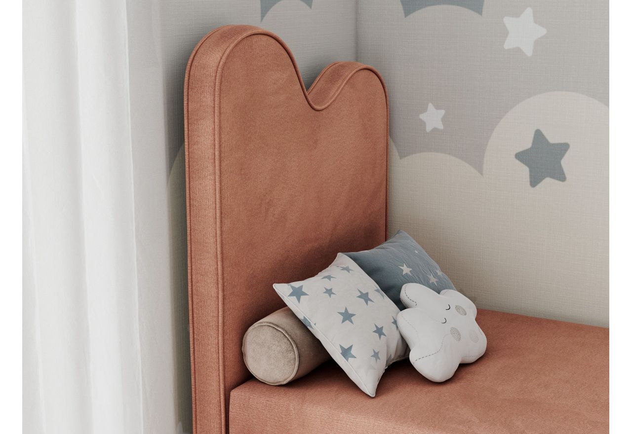 Łóżko młodzieżowe FLOW 90x180 - H3 - różowy, welwet - topper T25