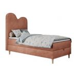 Łóżko młodzieżowe FLOW 90x180 - H3 - różowy, welwet - topper T25