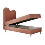 Łóżko młodzieżowe FLOW 90x180 - H3 - różowy, welwet - topper T25