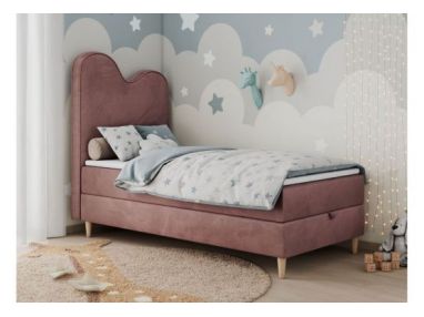 Łóżko młodzieżowe FLOW 90x180 - H3 - różowy, welwet - topper T25