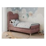 Łóżko młodzieżowe FLOW 90x180 - H3 - różowy, welwet - topper T25